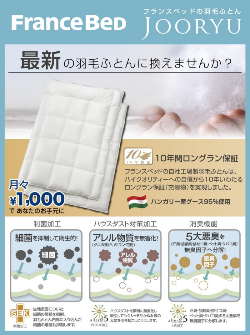 フランスベッド 羽毛布団 JOORYU