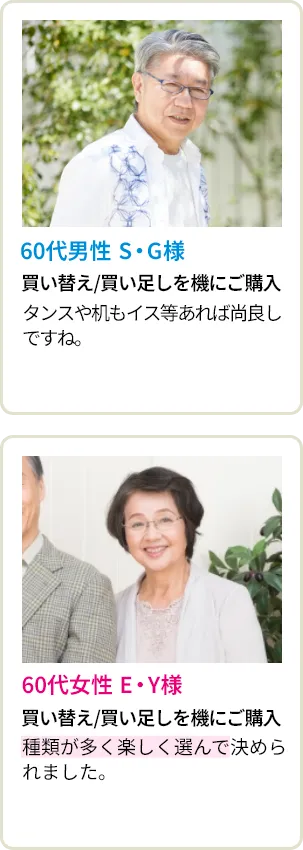 60代男性 S・G様 60代女性 E・Y様