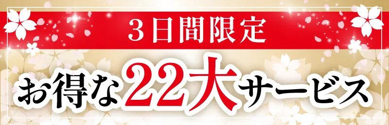 3日間限定お得な22大サービス